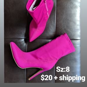 Hot pink stiletto boots